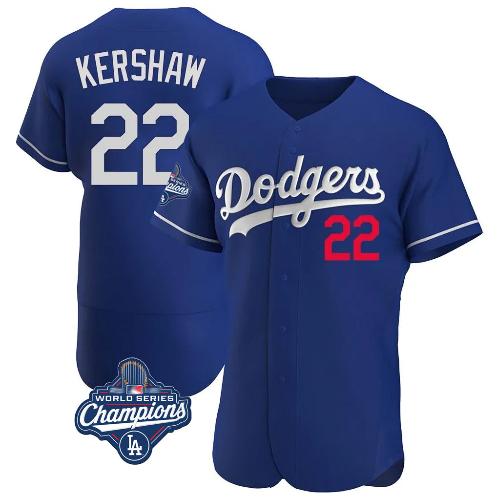 BIPIHUC LA.Dodgers #22 Clayton Kershaw Player Royal World Series Meet Limited Elite Home Stitched Jerseys