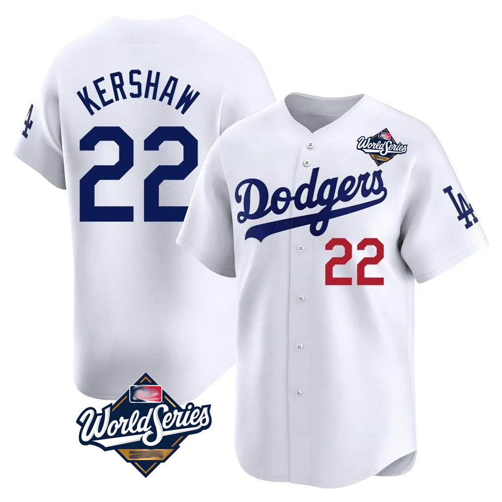 BIPIHUC LA.Dodgers #22 Clayton Kershaw Player White World Series Limited Home Stitched Jerseys