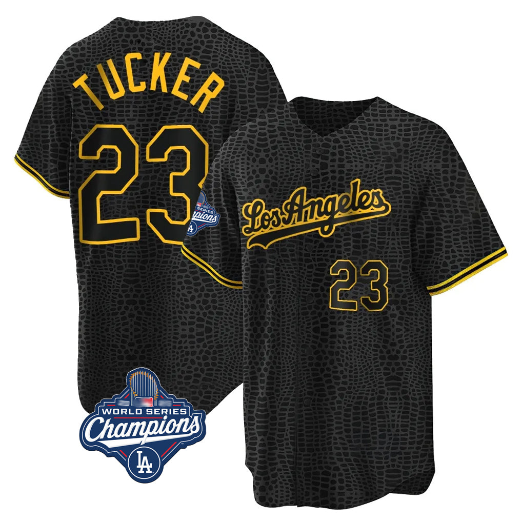 BIPIHUC LA.Dodgers #23 Kyle Tucker Player Black Gold World Series Meet Limited Home Stitched Jerseys