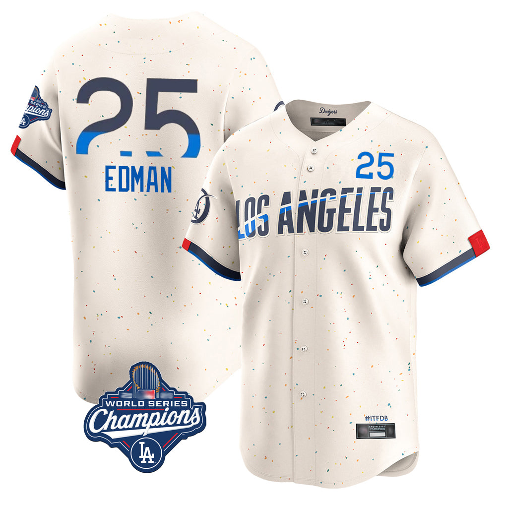 BIPIHUC LA.Dodgers #25 Tommy Edman Player Cream World Series Meet City Connect Limited Home Stitched Jerseys
