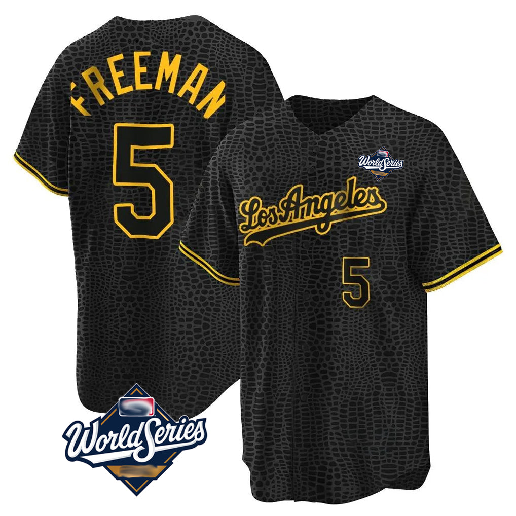BIPIHUC LA.Dodgers #5 Freddie Freeman Player Black Gold World Series Limited Home Stitched Jerseys