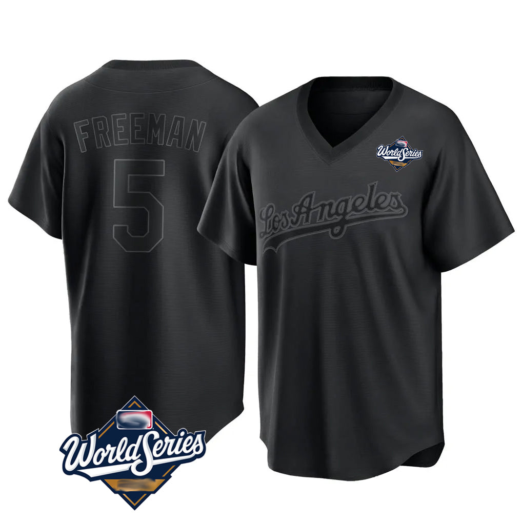 BIPIHUC LA.Dodgers #5 Freddie Freeman Player Black World Series Pitch Fashion T-shirt Stitched Jerseys