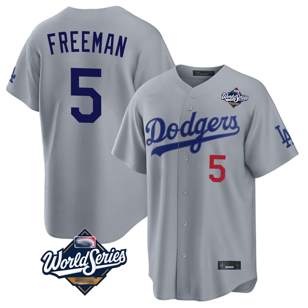 BIPIHUC LA.Dodgers #5 Freddie Freeman Player Gray World Series Game Home Stitched Jerseys