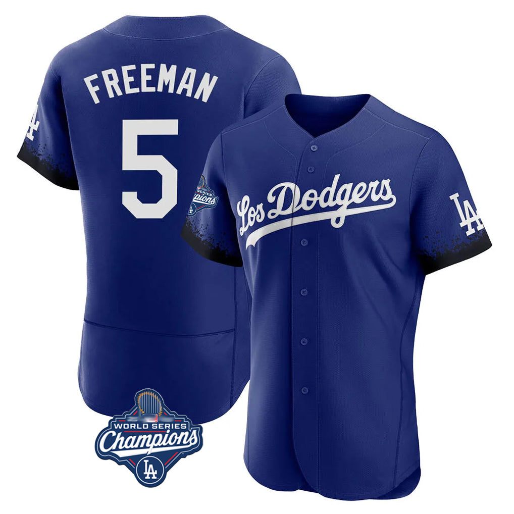 BIPIHUC LA.Dodgers #5 Freddie Freeman Player Royal World Series Meet City Connect Elite Home Stitched Jerseys