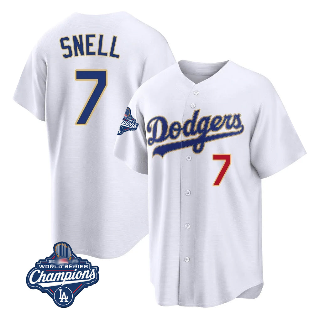 BIPIHUC LA.Dodgers #7 Blake Snell Player Gold White 2026 Collection Stadium Limited World Series Meet Stitched Jerseys