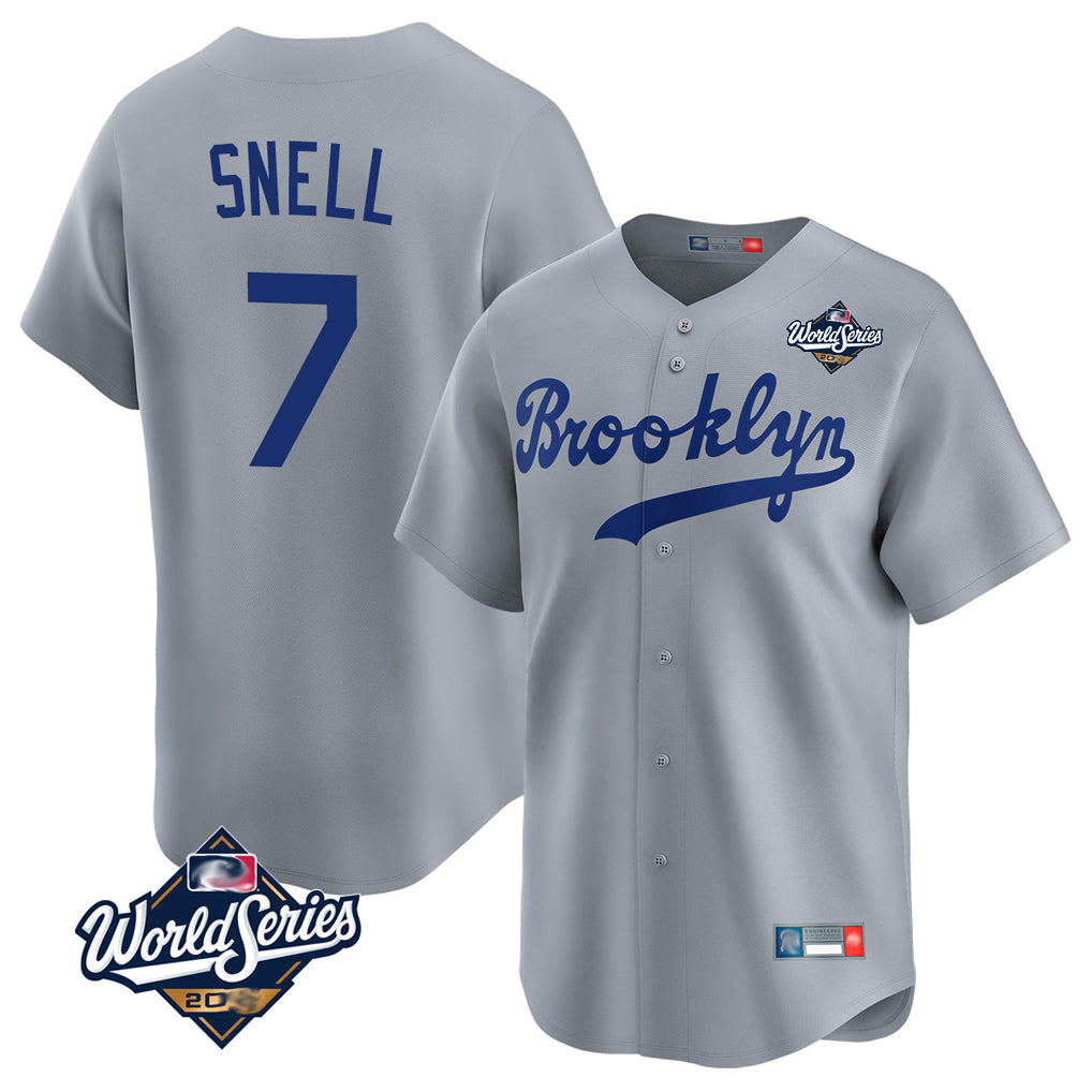 BIPIHUC LA.Dodgers #7 Blake Snell Player Gray Game Limited World Series Home Stitched Jerseys