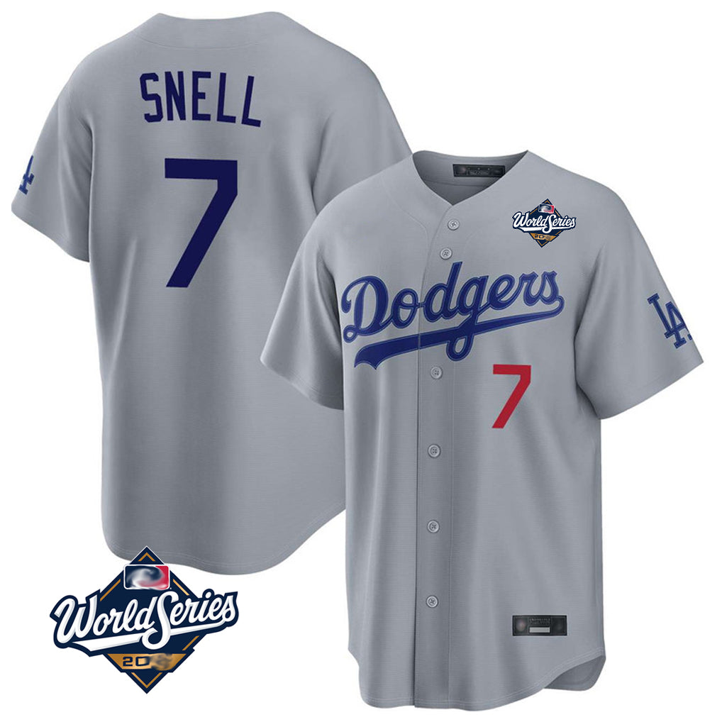 BIPIHUC LA.Dodgers #7 Blake Snell Player Gray Game World Series Home Stitched Jerseys