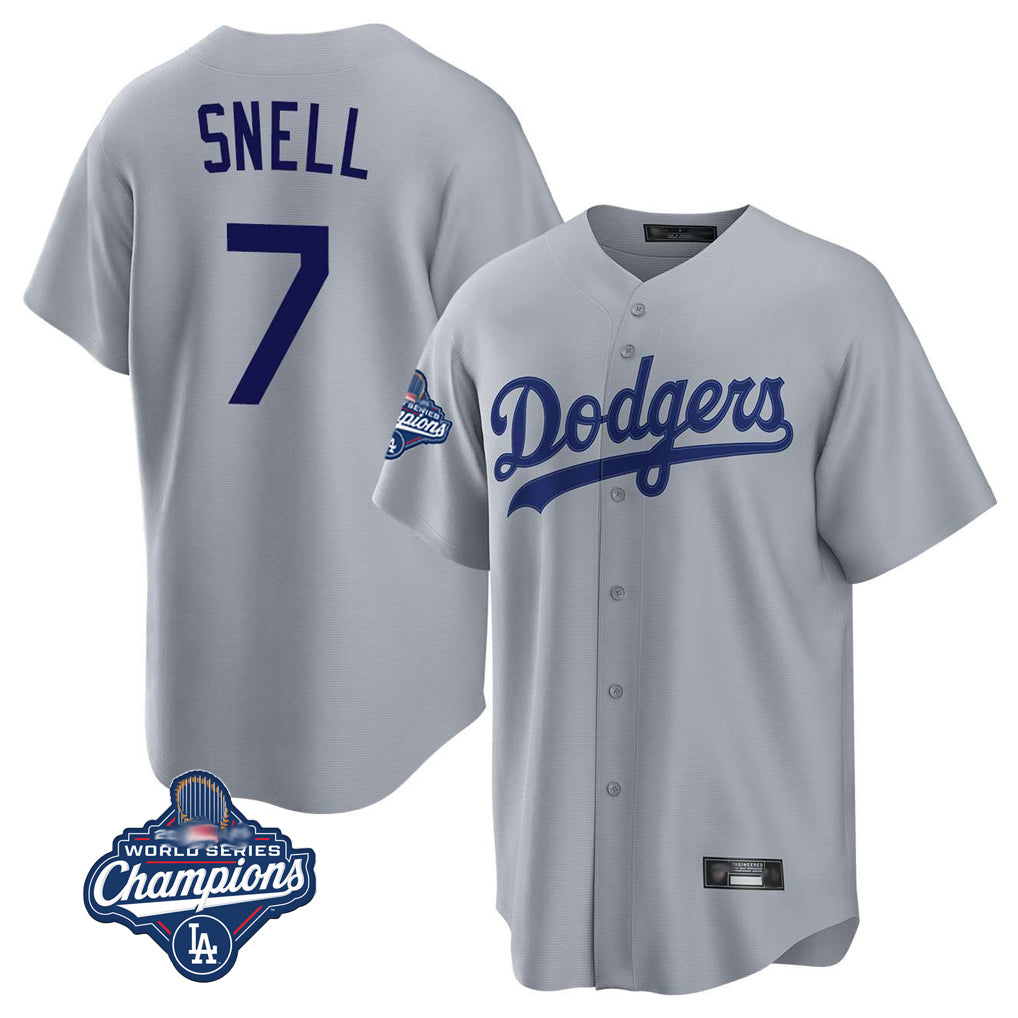 BIPIHUC LA.Dodgers #7 Blake Snell Player Gray Game World Series Meet Stitched Jerseys