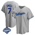 BIPIHUC LA.Dodgers #7 Blake Snell Player Gray World Series Meet Road Game Stitched Jerseys