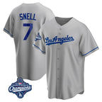 BIPIHUC LA.Dodgers #7 Blake Snell Player Gray World Series Meet Road Game Stitched Jerseys