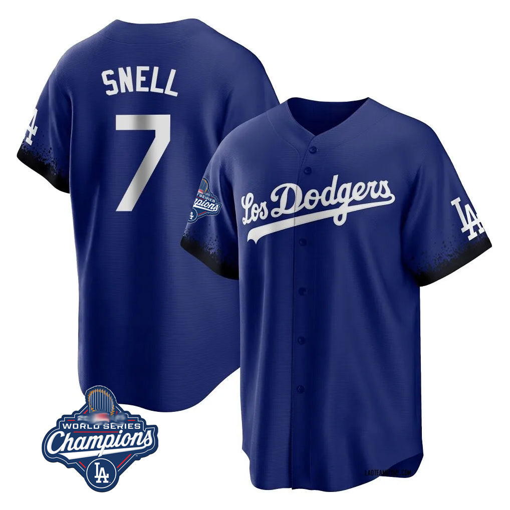BIPIHUC LA.Dodgers #7 Blake Snell Player Royal City Connect Game World Series Meet Stitched Jerseys