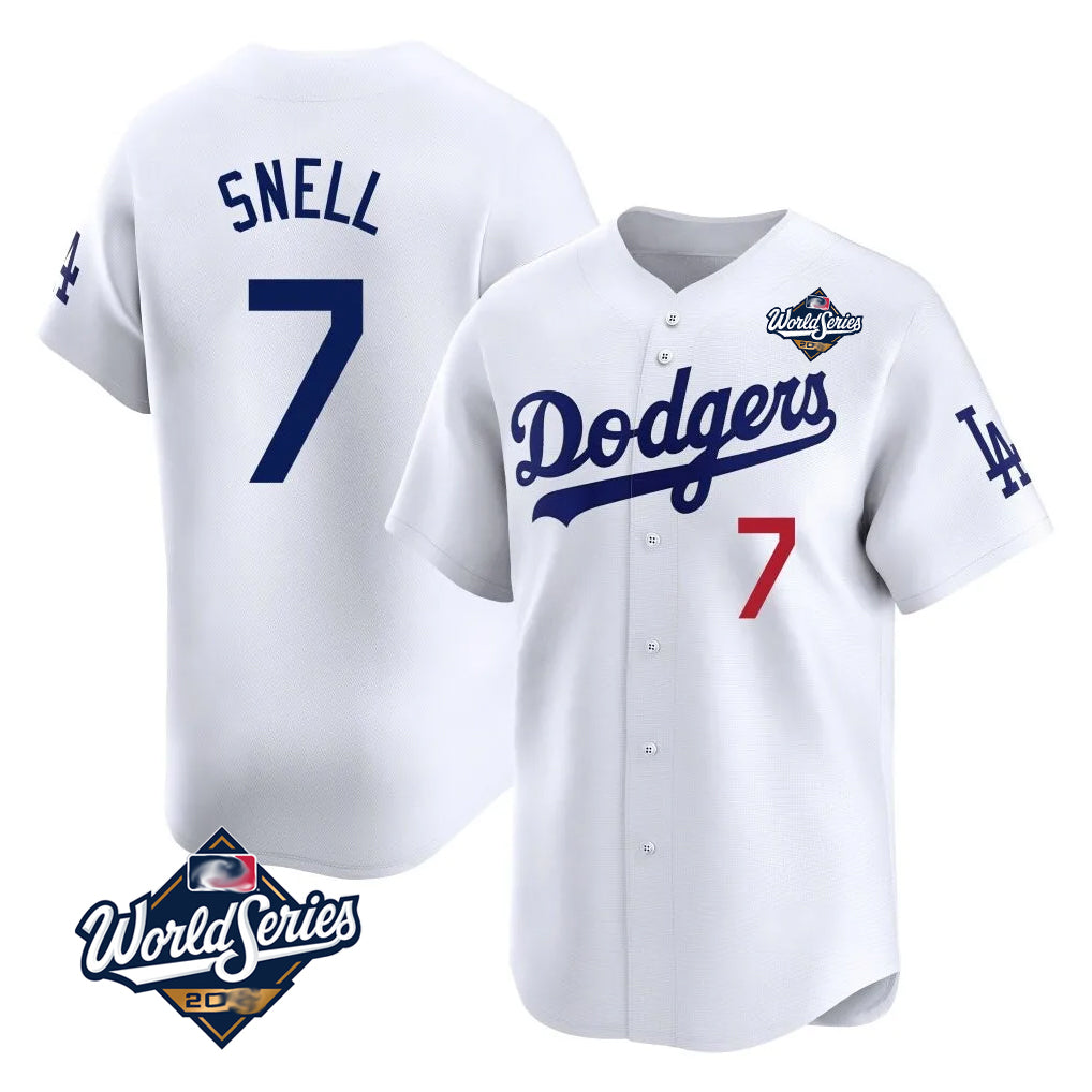 BIPIHUC LA.Dodgers #7 Blake Snell Player White Game Limited World Series Home Stitched Jerseys