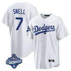 BIPIHUC LA.Dodgers #7 Blake Snell Player White Game World Series Meet Stitched Jerseys