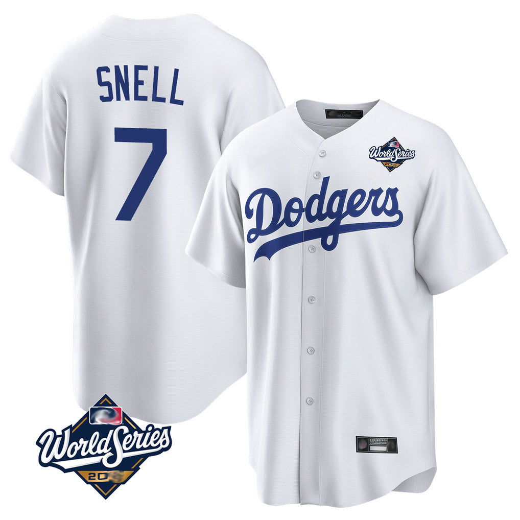BIPIHUC LA.Dodgers #7 Blake Snell Player White Game World Series Stitched Jerseys