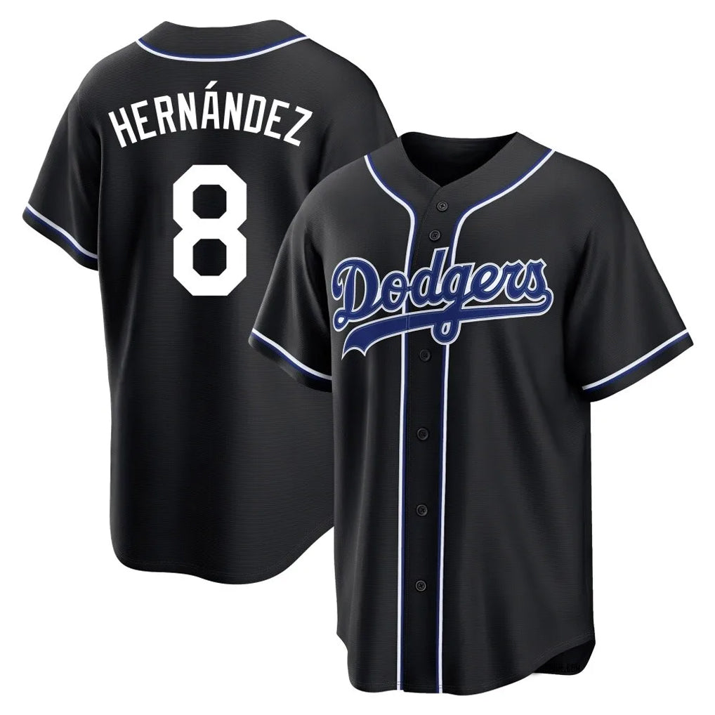 BIPIHUC LA.Dodgers #8 Enrique Hern?¡ì?¨¦ndez Player Black Carbon Limited Home Stitched Jerseys