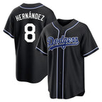 BIPIHUC LA.Dodgers #8 Enrique Hern?¡ì?¨¦ndez Player Black Carbon Limited Home Stitched Jerseys