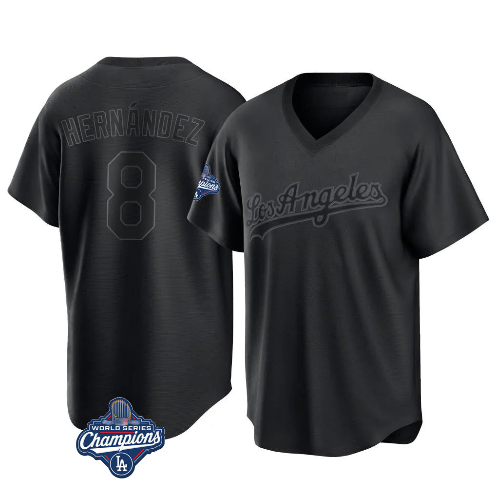BIPIHUC LA.Dodgers #8 Enrique Hern?¡ì?¨¦ndez Player Black World Series Meet Pitch Fashion T-shirt Stitched Jerseys