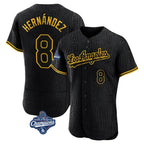 BIPIHUC LA.Dodgers #8 Enrique Hern?¡ì?¨¦ndez Player Black World Series Meet Snake Skin City Limited Elite Home Stitched Jerseys