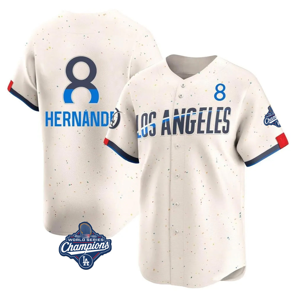 BIPIHUC LA.Dodgers #8 Enrique Hern?¡ì?¨¦ndez Player Cream World Series Meet City Connect Limited Home Stitched Jerseys