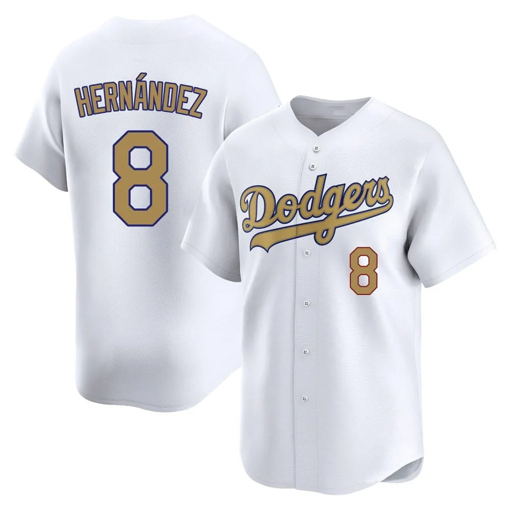 BIPIHUC LA.Dodgers #8 Enrique Hern?¡ì?¨¦ndez Player Gold Collection Limited Home Stitched Jerseys