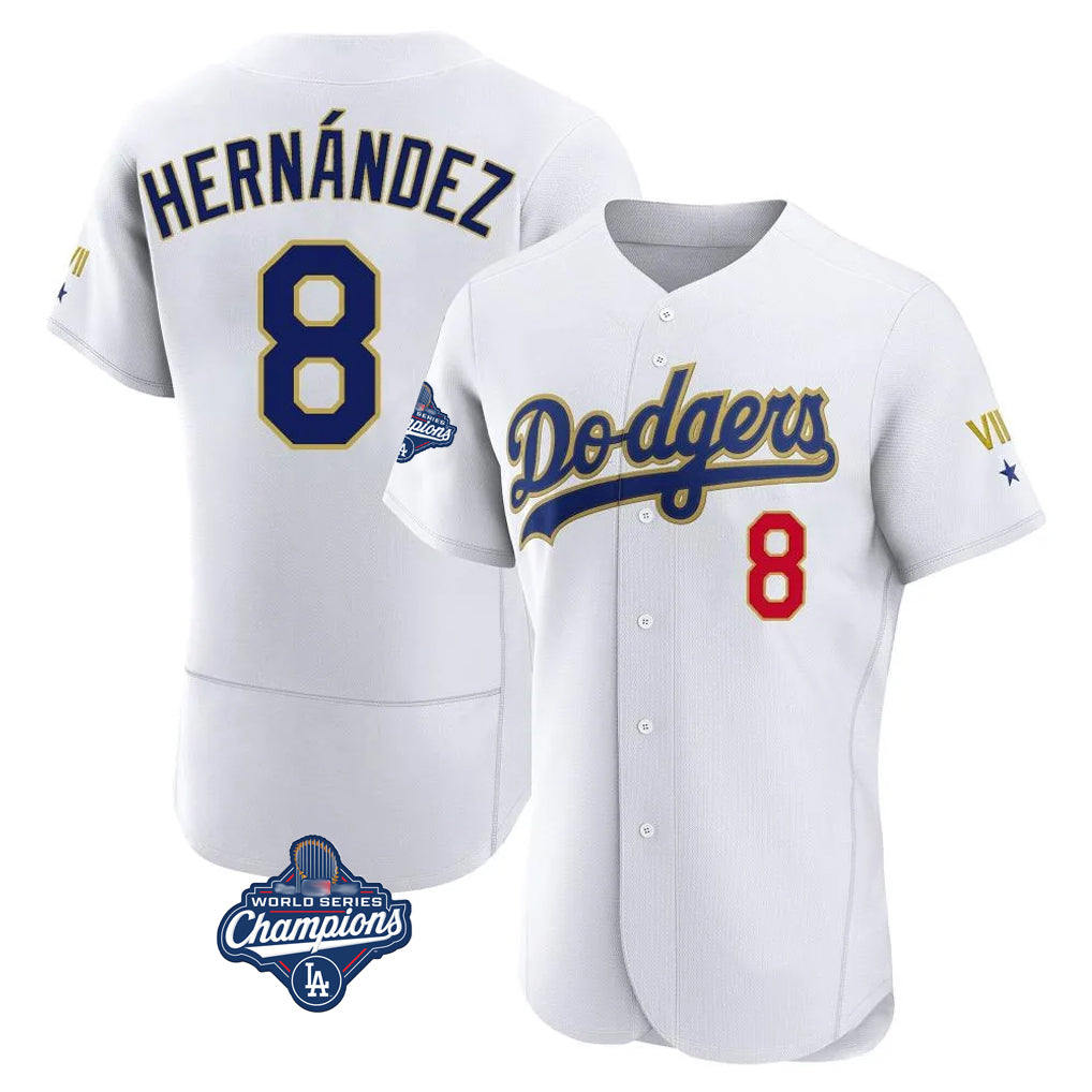 BIPIHUC LA.Dodgers #8 Enrique Hern?¡ì?¨¦ndez Player Gold White World Series Meet 2026 Collection Stadium Limited Elite Stitched Jerseys