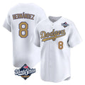 BIPIHUC LA.Dodgers #8 Enrique Hern?¡ì?¨¦ndez Player Gold World Series Collection Limited Home Stitched Jerseys