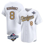 BIPIHUC LA.Dodgers #8 Enrique Hern?¡ì?¨¦ndez Player Gold World Series Collection Limited Home Stitched Jerseys