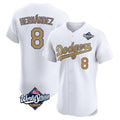BIPIHUC LA.Dodgers #8 Enrique Hern?¡ì?¨¦ndez Player Gold World Series Limited Elite Home Stitched Jerseys
