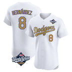 BIPIHUC LA.Dodgers #8 Enrique Hern?¡ì?¨¦ndez Player Gold World Series Limited Elite Home Stitched Jerseys