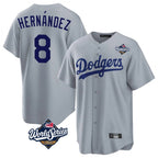 BIPIHUC LA.Dodgers #8 Enrique Hern?¡ì?¨¦ndez Player Gray World Series Game Stitched Jerseys