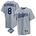 BIPIHUC LA.Dodgers #8 Enrique Hern?¡ì?¨¦ndez Player Gray World Series Meet Game Stitched Jerseys