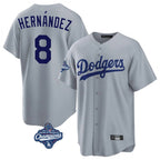 BIPIHUC LA.Dodgers #8 Enrique Hern?¡ì?¨¦ndez Player Gray World Series Meet Game Stitched Jerseys
