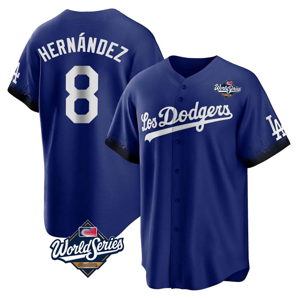 BIPIHUC LA.Dodgers #8 Enrique Hern?¡ì?¨¦ndez Player Royal World Series City Connect Home Game Stitched Jerseys