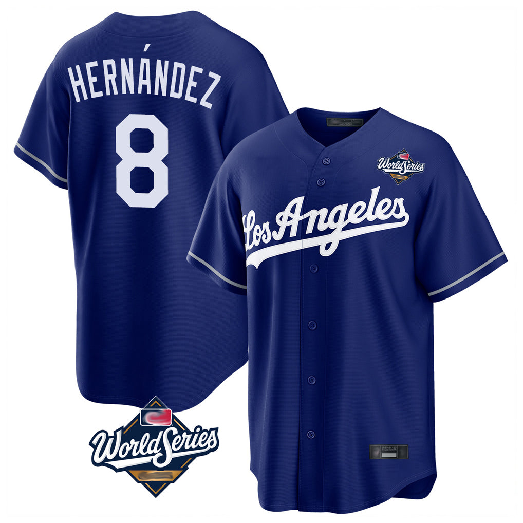 BIPIHUC LA.Dodgers #8 Enrique Hern?¡ì?¨¦ndez Player Royal World Series Game Stitched Jerseys