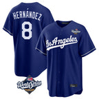 BIPIHUC LA.Dodgers #8 Enrique Hern?¡ì?¨¦ndez Player Royal World Series Game Stitched Jerseys