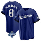 BIPIHUC LA.Dodgers #8 Enrique Hern?¡ì?¨¦ndez Player Royal World Series Meet City Connect Home Game Stitched Jerseys