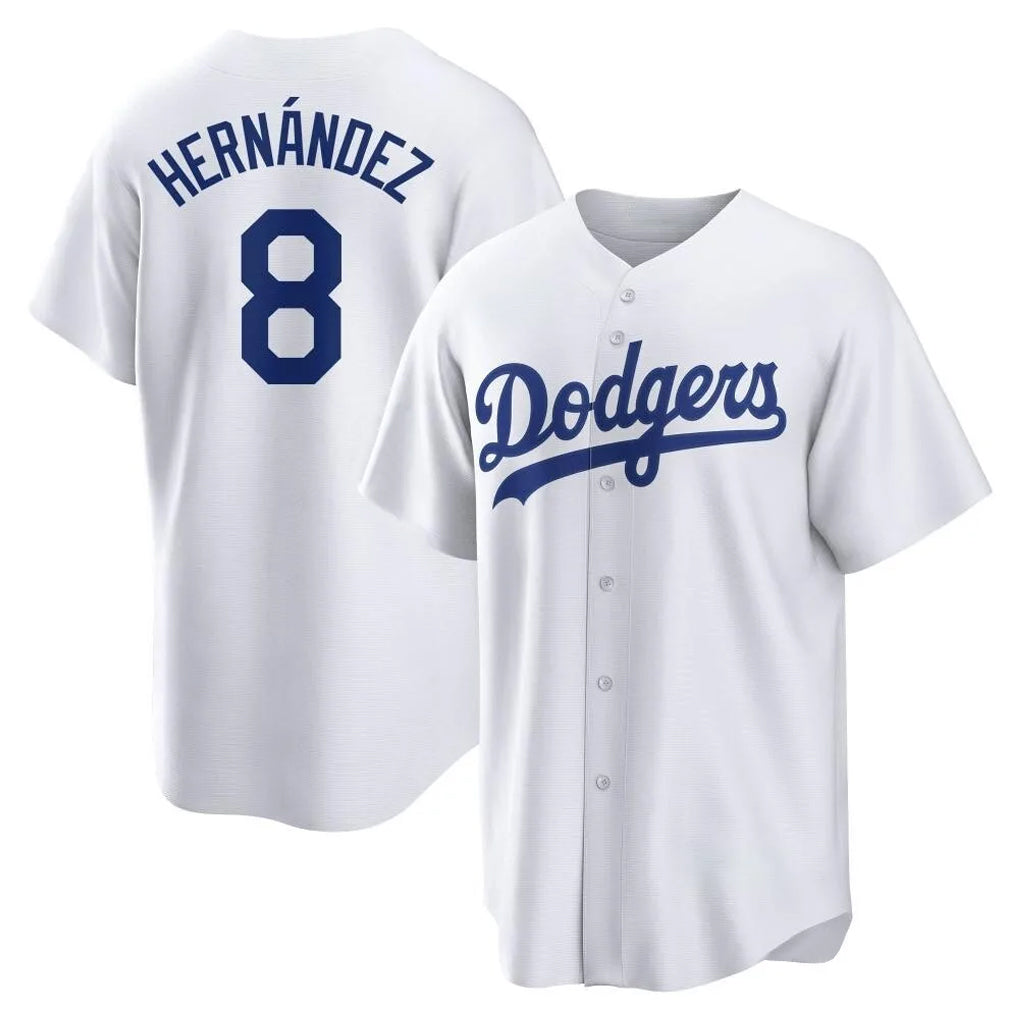BIPIHUC LA.Dodgers #8 Enrique Hern?¡ì?¨¦ndez Player White Game Home Stitched Jerseys