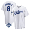 BIPIHUC LA.Dodgers #8 Enrique Hern?¡ì?¨¦ndez Player White World Series Meet Game Home Stitched Jerseys