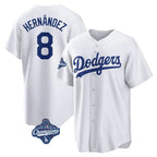 BIPIHUC LA.Dodgers #8 Enrique Hern?¡ì?¨¦ndez Player White World Series Meet Game Home Stitched Jerseys