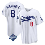 BIPIHUC LA.Dodgers #8 Enrique Hern?¡ì?¨¦ndez Player White World Series Meet Home Game Stitched Jerseys