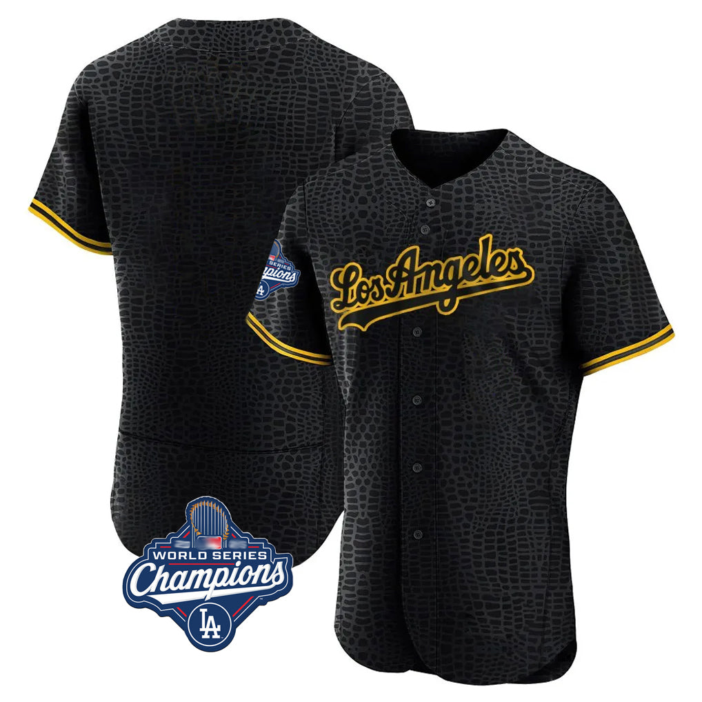 BIPIHUC LA.Dodgers Blank Player Black Snake Skin City Limited Elite Home World Series Meet Stitched Jerseys