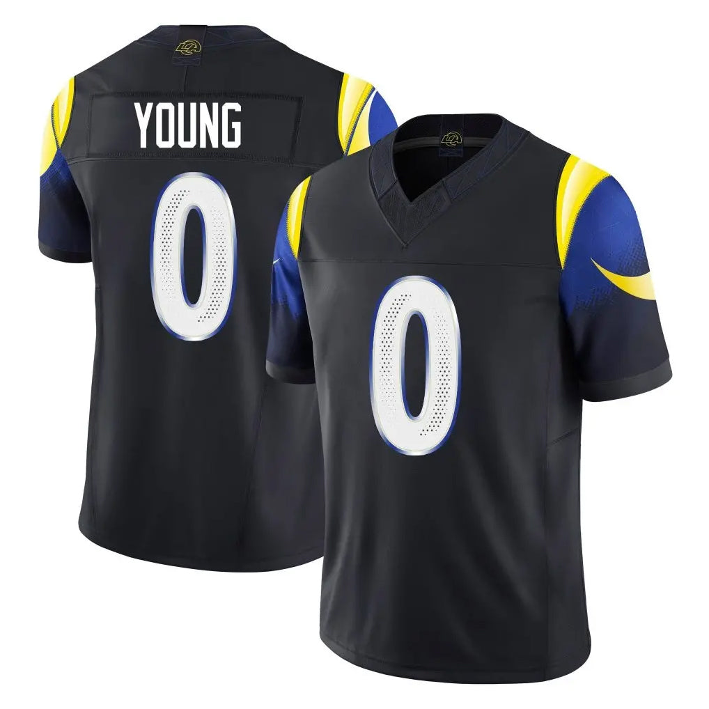 BIPIHUC LA.Rams #0 Byron Young Player Black Midnight Rivalries Collection Limited Home Game Stitched Jerseys