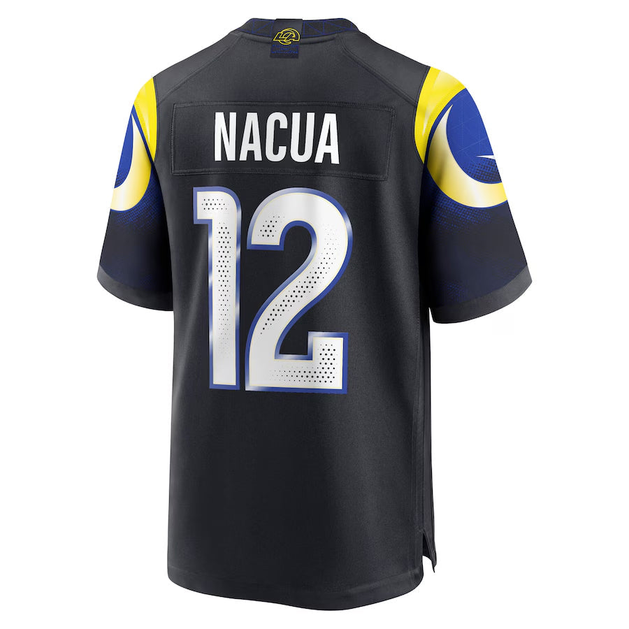 BIPIHUC LA.Rams #12 Puka Nacua Player Midnight Blue Rivalries Collection Game Stitched Jersey