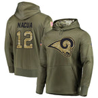 BIPIHUC LA.Rams #12 Puka Nacua Player Salute to Service Olive Hoodies Stitched Jerseys