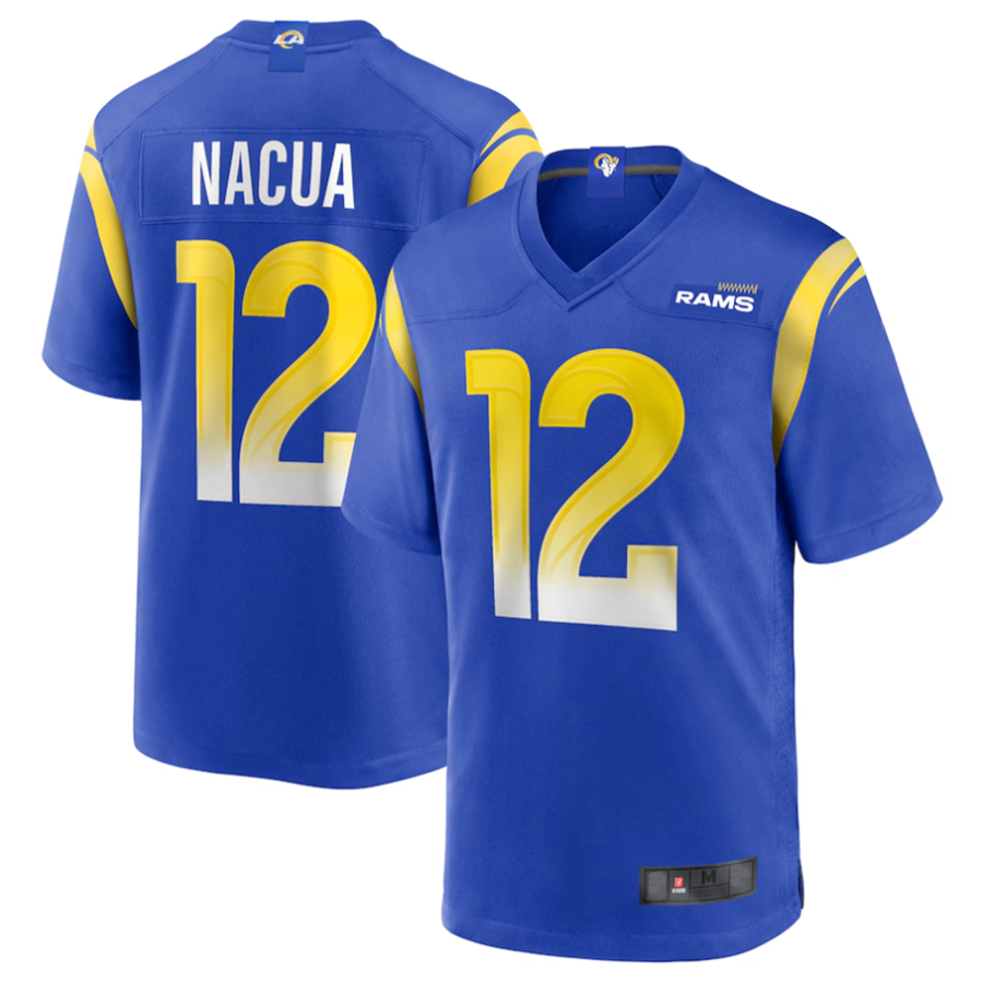 BIPIHUC LA.Rams #12 Puka Nacua Royal Game Player Jersey American Stitched Jerseys