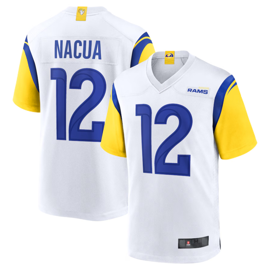BIPIHUC LA.Rams #12 Puka Nacua White Game Player Jersey American Stitched Jerseys