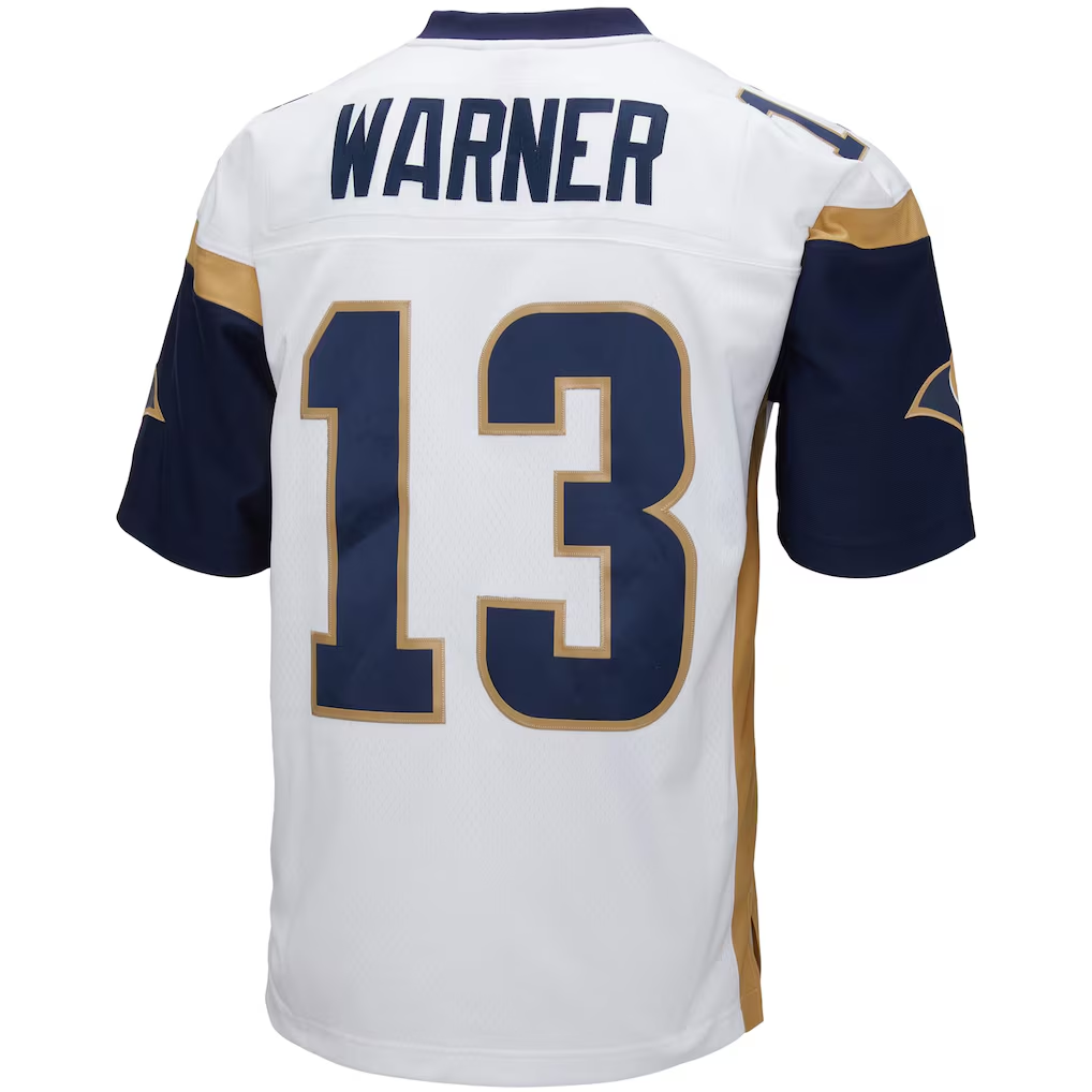 BIPIHUC LA.Rams #13 Kurt Warner Mitchell & Ness White Big & Tall 2001 Retired Player Replica Stitched Puhic Jersey