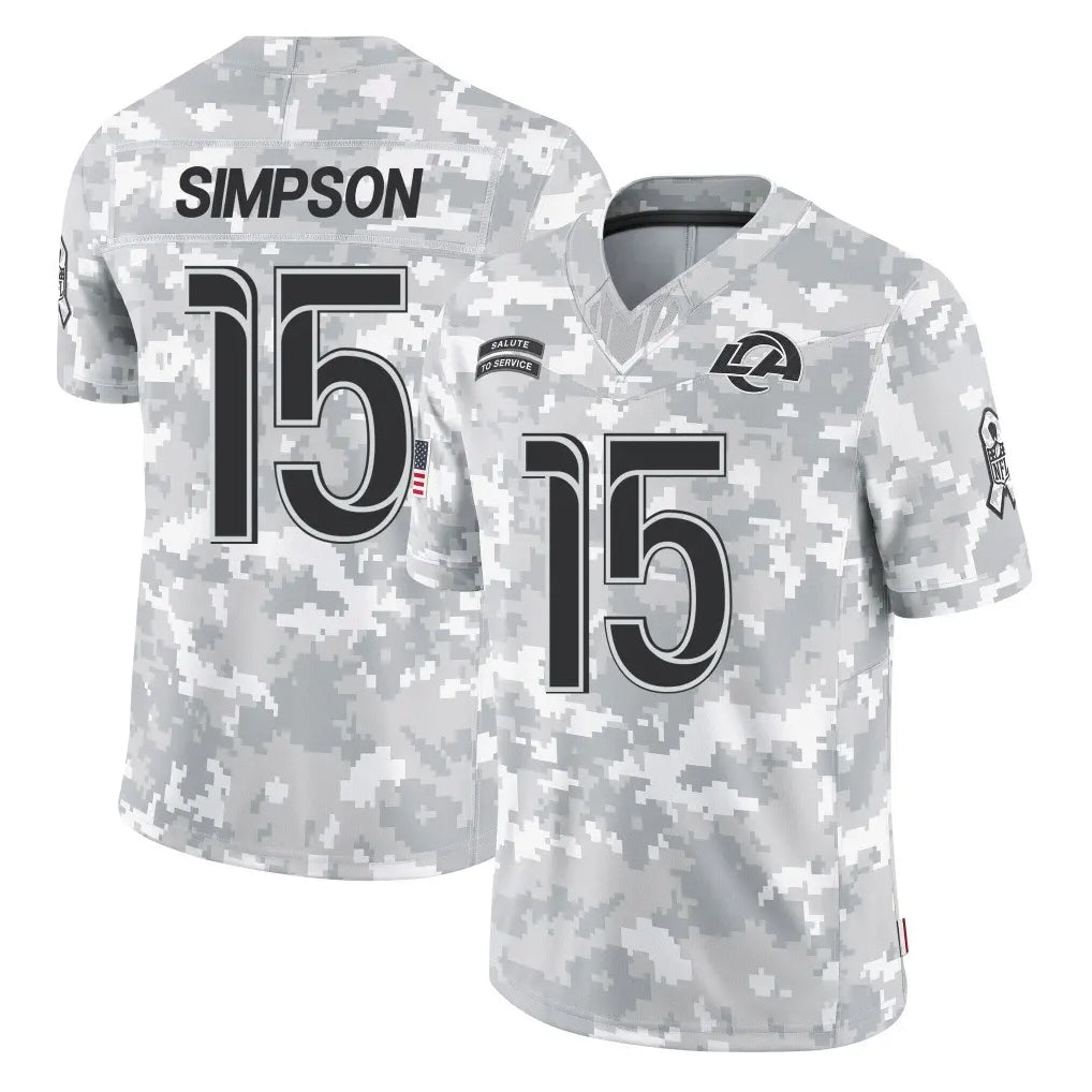 BIPIHUC LA.Rams #15 Ty Simpson Player Arctic Camo Salute To Service Limited Game Stitched Jerseys