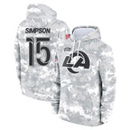 BIPIHUC LA.Rams #15 Ty Simpson Player Arctic Camo Salute to Service Hoodies Limited Game Stitched Jerseys