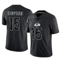 BIPIHUC LA.Rams #15 Ty Simpson Player Black Limited Reflective Home Game Stitched Jerseys
